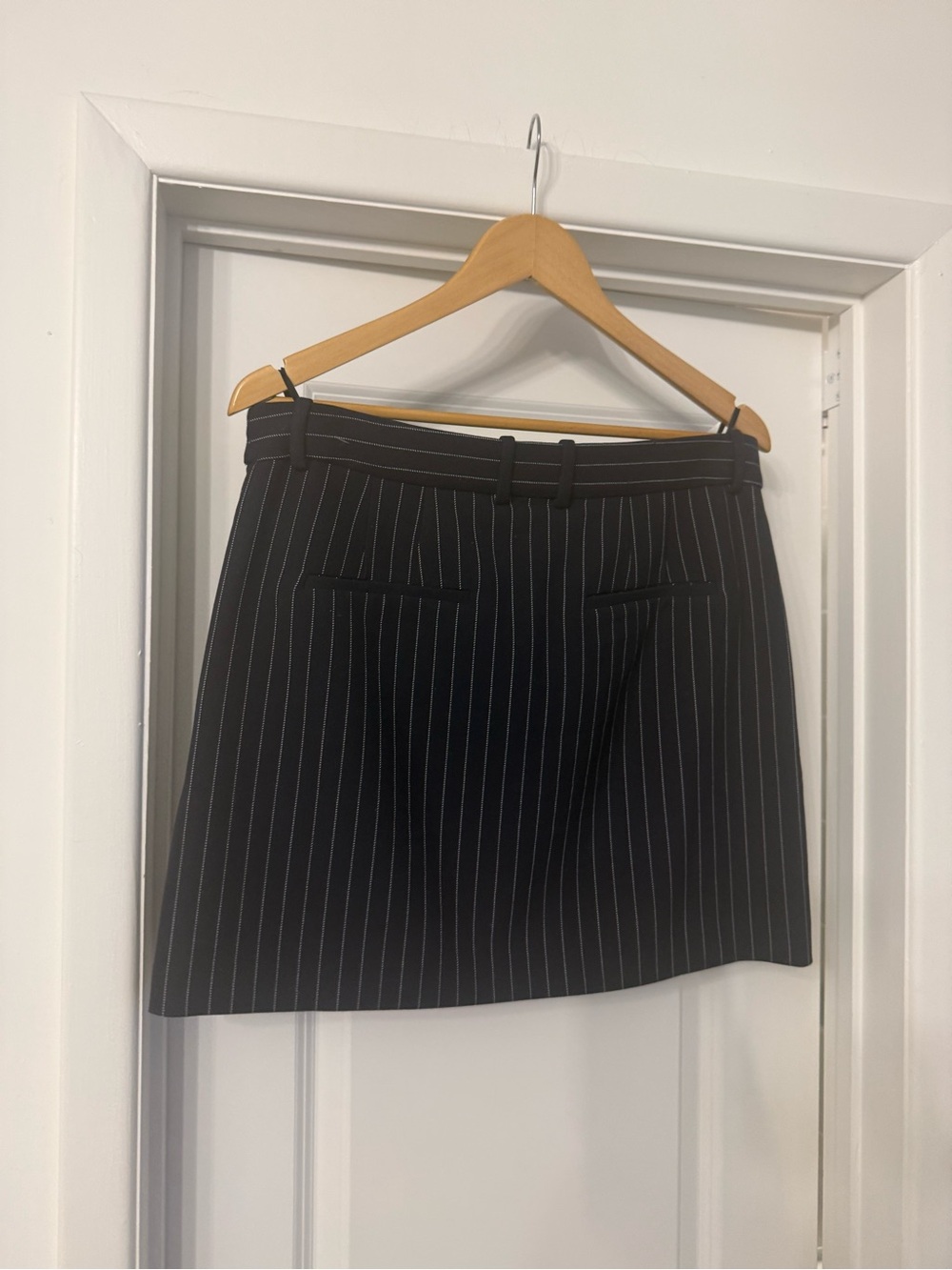 Babaton chisel skirt navy Pinstripe Mini Skirt with White Stripes